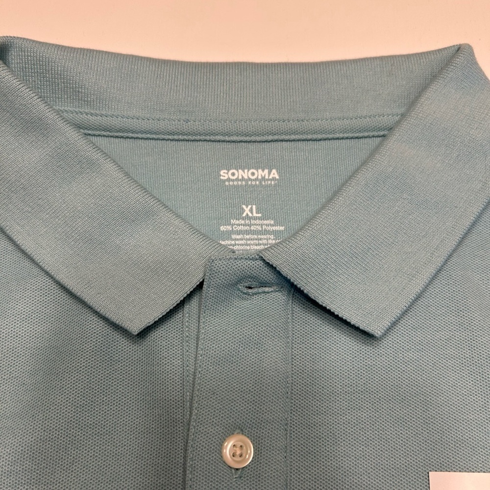 NWT Sonoma Light Blue Casual Polo Shirt Classic Design - Picture 5 of 7
